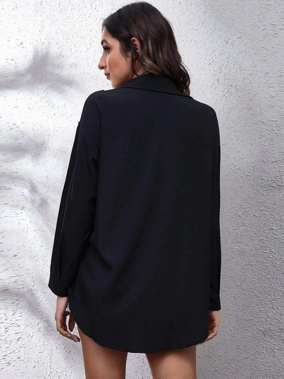 Chic graphic print blouse, collar - Love Salve